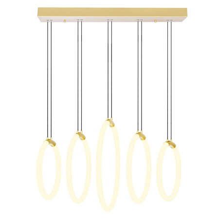 Cwi Lighting Hoops 5 Light LED Chandelier With Satin Gold Finish 1273P23-5-602-RC